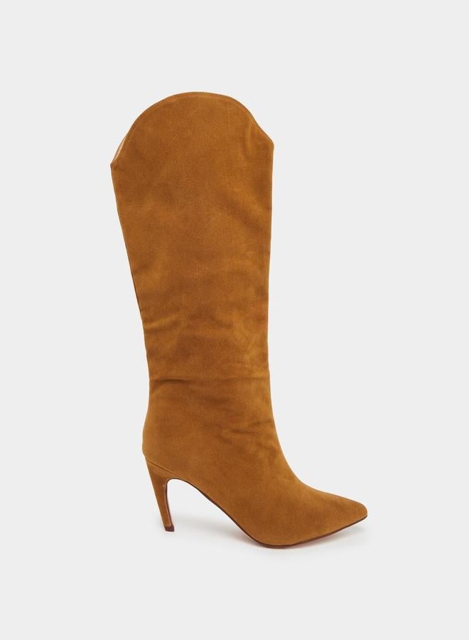 Styli Women Tan Suede Knee High Boots - Image 1